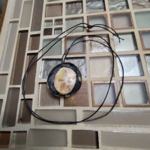 Vintage Artisan Religious Glass pendant necklace